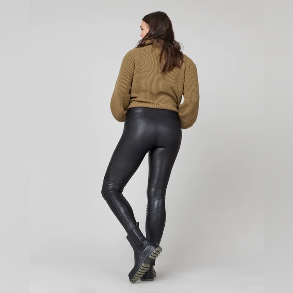 SPANX FAUX LEATHER MOTO LEGGINGS size M - Picture 2 of 13